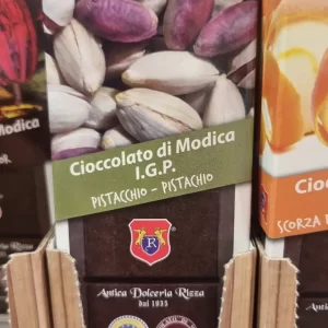 Cioccolato di Modica al pistacchio - barretta da 100gr